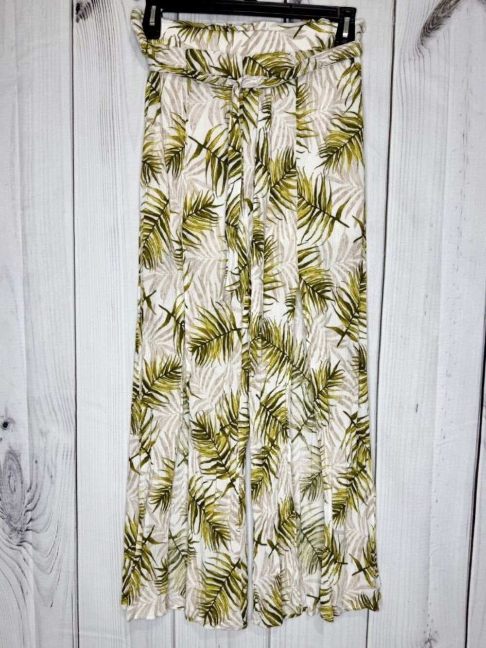 Hem & Thread Strapless Jumpsuit Size M Rayon Wide Leg Palm Leaf Pattern Wide Leg